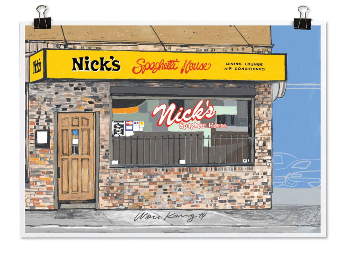 Nick's Spaghetti House Print by Won Kang